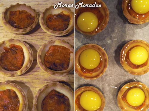 preparación de canastillas de sobrasada con huevo de codorniz preparación de canastillas de sobrasada con huevo de codorniz