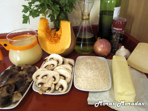ingredientes para preparar risotto de setas y calabaza ingredientes para preparar risotto de setas y calabaza