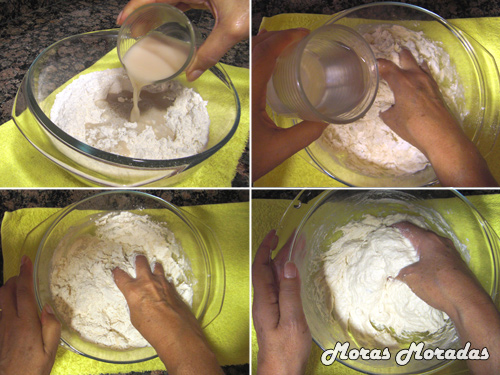 preparación de la masa para hacer los buñuelos de viento de Albuñol