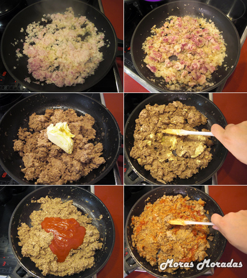 preparación del relleno de los canelones de carne preparación del relleno de los canelones de carne
