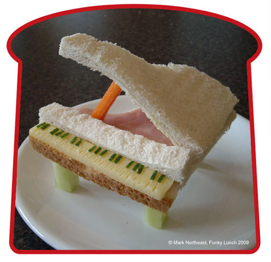 sándwich con forma de piano sándwich con forma de piano