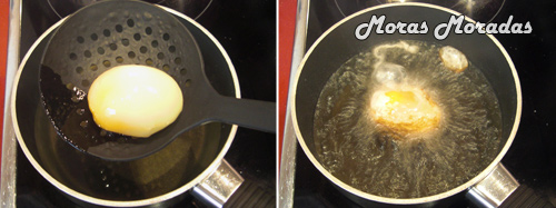 como freír un huevo buñuelo