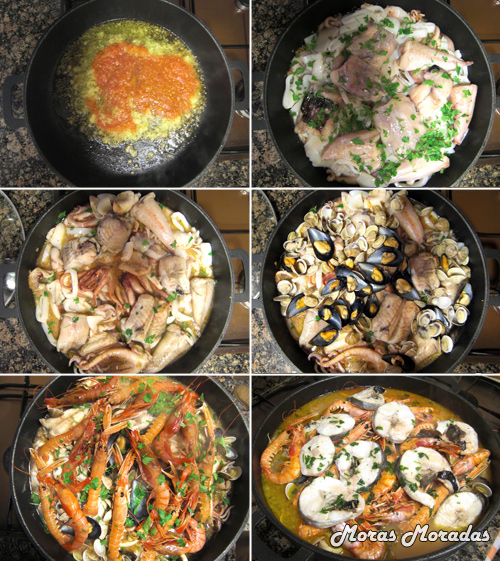 preparación de la zarzuela de pescado y marisco preparación de la zarzuela de pescado y marisco