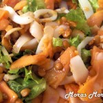 ensalada de lentejas, sepia y papaya