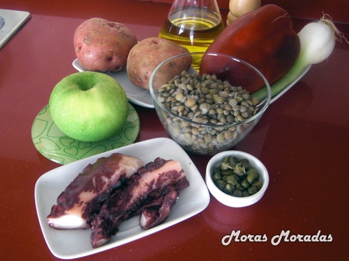 ingredientes para hacer una ensalada de lentejas con pulpo ingredientes para hacer una ensalada de lentejas con pulpo