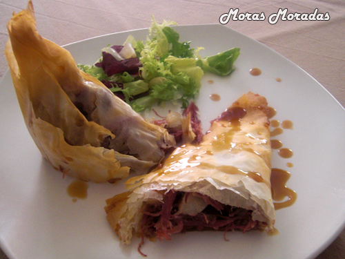 triángulos rellenos de pato y pera triángulos rellenos de pato y pera