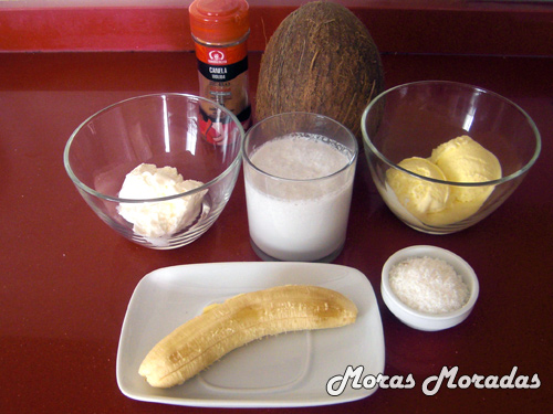 ingredientes para hacer batido de coco