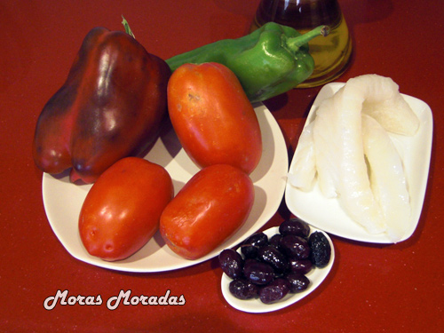 ingredientes para hacer esqueixada de bacalao