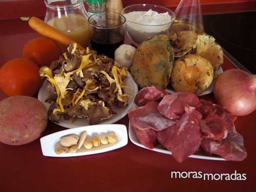 ingredientes para cocinar ternera con setas