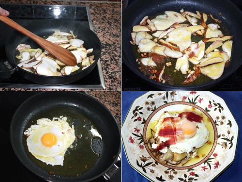 como hacer boletus con huevo al perfume de jamón ibérico