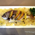 besugo al horno con naranja y patatas panadera