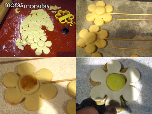 decorar la galleta de flor con palo