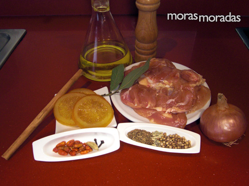 ingredientes para hacer muslos de pollo a la naranja con especias