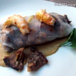 canelón de níscalos con alcachofas y cigalas