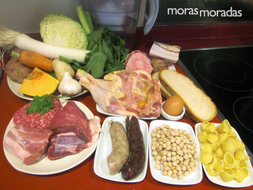 ingredientes para hacer escudella y carn d'olla