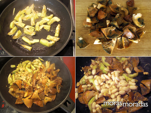 como hacer el relleno del canelón de niscalos con alcachofas y cigalas