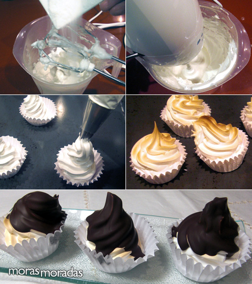 como hacer merengue italiano bañado con chocolate