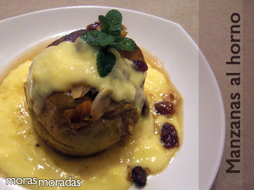 manzanas al horno con natillas