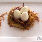 nidos de patata con huevos de codorniz