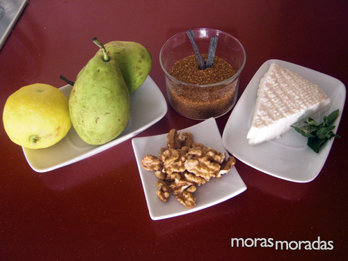 ingredientes para preparar peras rellenas de requesón y nueces ingredientes para preparar peras rellenas de requesón y nueces