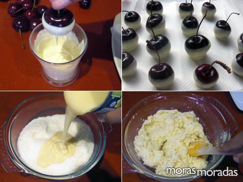 como hacer el relleno y la decoración de la tarta de coco y cerezas como hacer el relleno y la decoración de la tarta de coco y cerezas