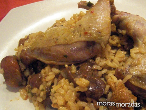 arroz con setas y perdices