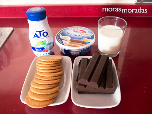 ingredientes para hacer tarta de mascarpone y chocolate