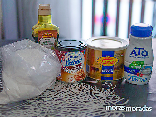 Ingredientes para hacer buttercream de dulce de leche